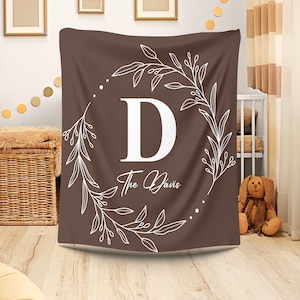 Last Name Initials Blanket, Wedding Anniversary Gift, Custom Family Name Blanket, Christmas Present For Family, Gift For Mom