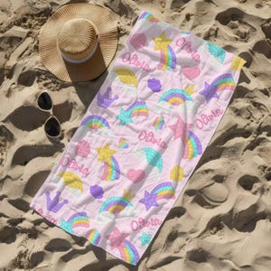 Personalized Kids Beach Towel: Soft Cotton-Blend, Vibrant Print