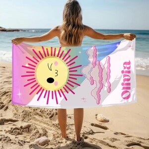 Personalized Kids Beach Towel: Soft Cotton-Polyester Blend, Vacation Gift