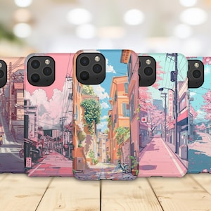 Cherry Blossom Japanese Street Phone Case: Impact Resistant