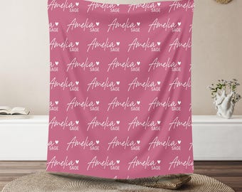 Personalized Baby Girl Blanket: Custom Name Velveteen & Sherpa Keepsake
