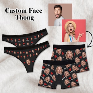Custom Thongs For Couple, Custom Valentines Face Thong, Custom Underwear With Face for Wife, Valentines Gift, Wedding Gift, Custom Underwear