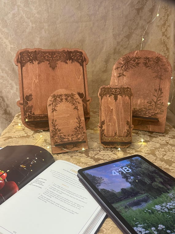 cottage core book/phone stand