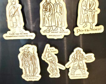 Imanes de películas grabados con láser: decoración de madera hecha a mano para el refrigerador
