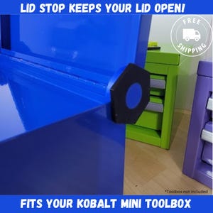 Lid Stop for Kobalt Mini Toolbox - keep your lid in place!