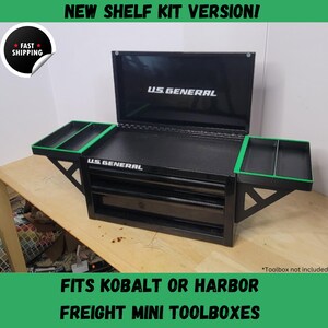Mini Toolbox Side Shelf Rack – Add-On Storage For Harbor Freight Or Kobalt (Black & Purple, 2 Shelves)