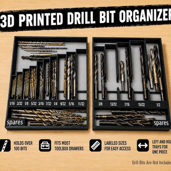 Drill Bit Organizer | Holds 100+ Bits | 3D Printed