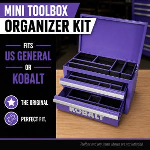 Premium 3D printed mini toolbox organizers. Fits both Kobalt and Harbor Freight/US General mini toolboxes. Perfect for mechanics, tools, crafts, R/C, cosmetics, jewelry, small parts, and more! Maximizes the storage space in your mini toolbox with bins that wont move around or become disorganized. Many color combinations are available. Reach out to us for any custom color combinations. Looks great on your workbench and puts your items within reach.