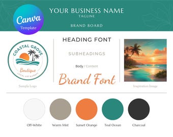 Warm Brand Board Canva Template • Visual Identity Kit (Digital Download)