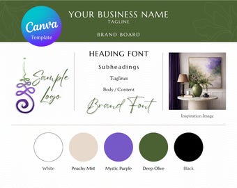 Elegant Brand Board Canva Template • Done-For-You • Color Palette Hex Codes + Font Names • Digital Download