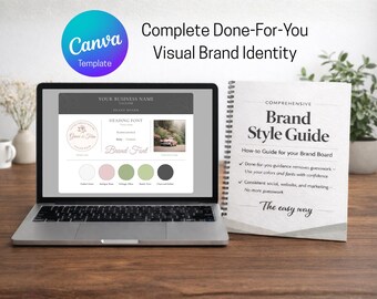 Vintage Brand Board Canva Template + Complete Style Guide for cohesive visual branding across platforms