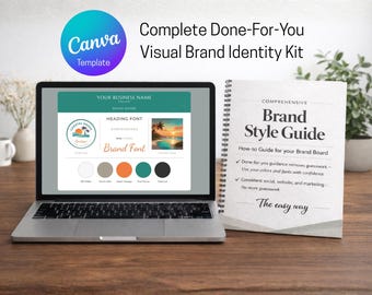 Warm Brand Board Canva Template + Complete Style Guide for cohesive visual branding across platforms