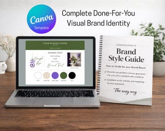 Elegant Brand Board Canva Template + Complete Style Guide for cohesive visual branding across platforms