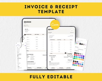Editable Invoice Template: Receipt Tracker for Canva (Instant Download)