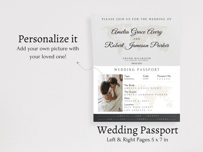Wedding invitation bundle for destination weddings with editable templates, including QR code directions.