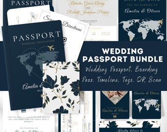 Destination Wedding Passport Invitation Bundle (PDF Template)