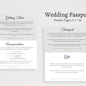 Travel wedding stationery bundle with editable passport invites, save the date, RSVP, and tag templates.