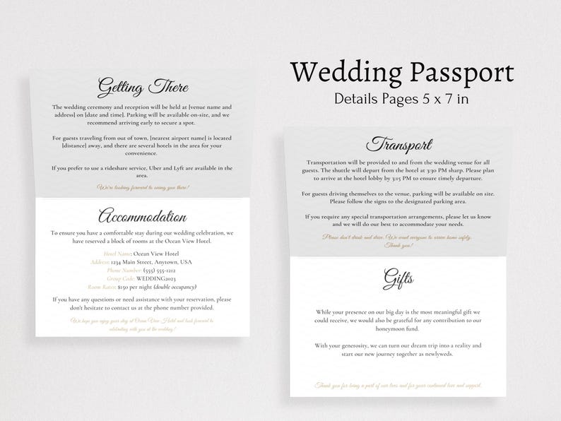 Travel wedding stationery bundle with editable passport invites, save the date, RSVP, and tag templates.