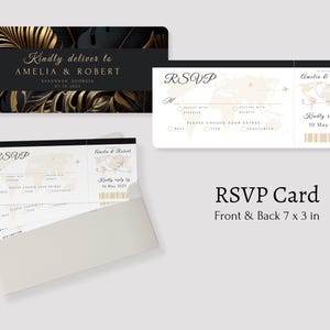 Creative wedding invitation set with passport-inspired designs, perfect for destination or travel-themed events.