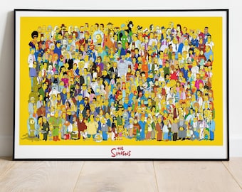 Alle Simpsons Charaktere Poster, Wandkunst, TV-Seriendruck, TV-Seriengeschenk