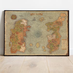Póster del mapa de Azeroth, arte mural de World of Warcraft, impresión del juego, regalo para jugadores