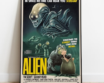 Alien Movie Poster: Jones the Cat With Xenomorph (A4 Print) - Etsy