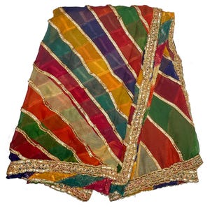 Dupatta Mehndi multicolore arcobaleno Gotta Roka Chaffon Mehndi Damigelle d&#39;onore Matrimonio Personalizzato multicolore