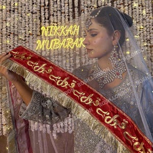Nikkah Net Dupatta Qubool hai In White For Weddings Qabool Ho Rukhsati Shadi Mubarak Dulhan Veil Personalised