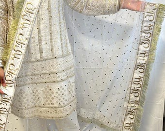 Baba Ki Rani Nikkah Dupatta White | Shadi Nikkah Veil Shawl Desi Wedding Personalised