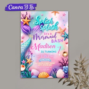 girls birthday,
Swimming Party,
birthday invitation,
mermaid bash,
birthday template,
sea theme invite,
birthday invite,
oneder the sea,
Pink Mermaid Invite,
magical princess,
Purple Gold Mermaid,
under the sea party,
mermaid tail invitation template