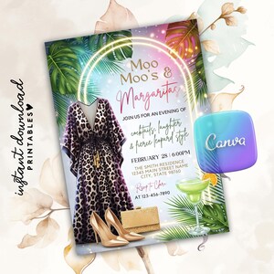 Moo Moos and Margaritas Invitation, Mumu & Margaritas Party Invitation, Leopard Pajama Girls Night Party Invite, Ladies Brunch Party, Canva invitation, leopard print, bachelorette party, bachelorette invite,
ladies night invite,
brunch invitation,
girls night party,
girls day fun,
girls night ideas,
cheetah print,
margarita party,
glam party invite,
moo moos,
30th birthday invite,
pajama party invite,
margarita invite,
girls night decor,
tropical invite,
40th birthday,
50th birthday, evite, DIY