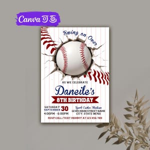 Invitación de béisbol, invitación de cumpleaños de béisbol, invitación de cumpleaños de béisbol, invitación a una fiesta de béisbol, invitación a una fiesta de cumpleaños de béisbol