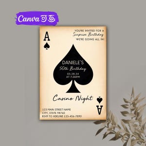 Invito Asso di Picche, Invito Compleanno Asso di Picche, Invito Festa Asso di Picche, Invito Carta da Gioco Asso