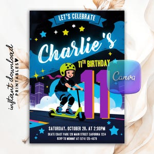 Scooter Birthday Invitation, Scooter Invitation, Scooter Skating Invitation, Scooter Party Invite, Skate Party Invitation, Skate Park Invite