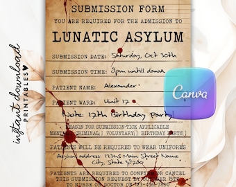 Lunatic Asylum Party Invitation, Lunatic Asylum Invitation Party Mental Hospital, Insane Asylum Party Invitation, Halloween Birthday Invite