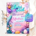 Editable Mermaid Tail Birthday Invitation Girl, Mermaid Bash Under the Sea Birthday Invite, Mermaid Party Invite, Mermaid Invitation, Canva