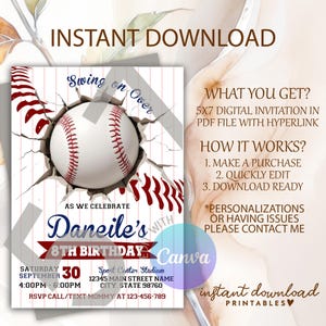 Baseball Invitation, Baseball Birthday Invitation, Baseball Birthday Invite, Baseball Party Invitation, Baseball Birthday Party Invitation image 5