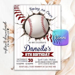 Baseball Invitation, Baseball Birthday Invitation, Baseball Birthday Invite, Baseball Party Invitation, Baseball Birthday Party Invitation