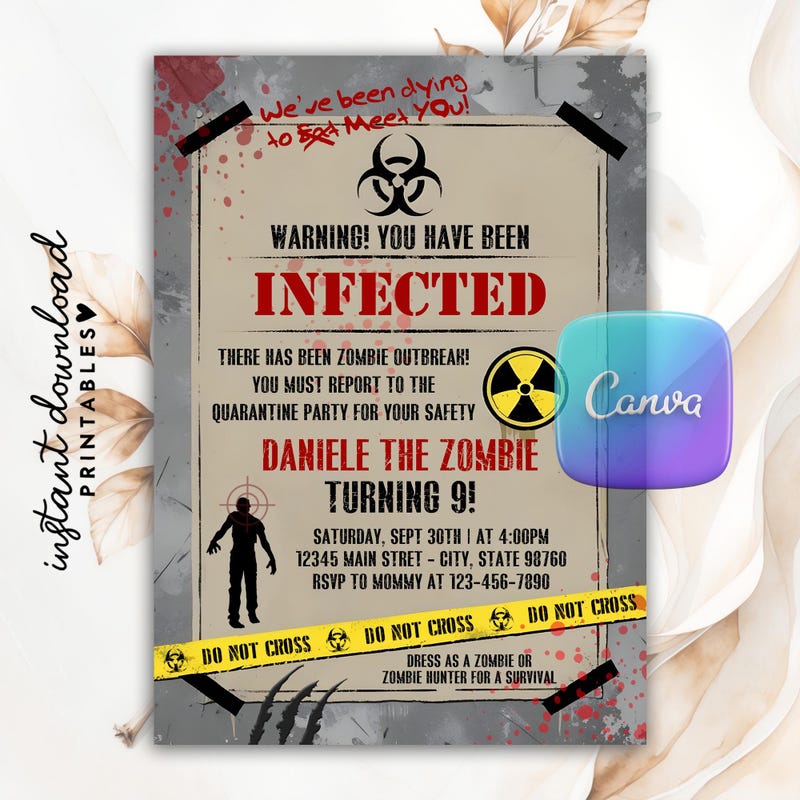 1art1 Zombies Keep out, Zombie Infected Area Zerbino 70x50 cm