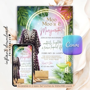 bachelorette invite,
ladies night invite,
brunch invitation,
girls night party,
girls day fun,
girls night ideas,
cheetah print,
margarita party,
glam party invite,
moo moos,
30th birthday invite,
pajama party invite,
margarita invite,
girls night decor,
tropical invite,
40 birthday,
50 birthday,
bachelorette party digital invitation,
leopard print,
invitation template,
digital invite, Moo Moos and Margaritas Invitation, Mumu & Margaritas Party Invitation, Leopard Pajama Girls Night Party Invite