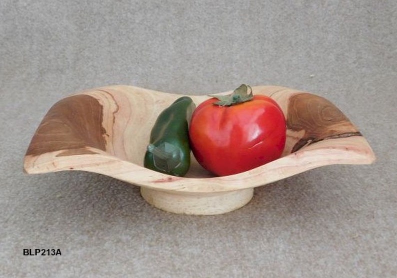 Gorgeous Pecan Wood Winged Pedestal Bowl