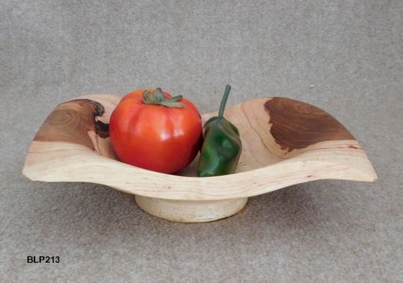 Gorgeous Pecan Wood Winged Pedestal Bowl