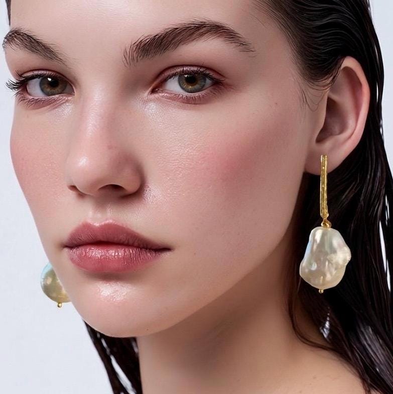 Oversized Baroque Pearl Earrings