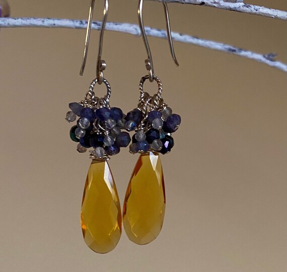 Gilded Raindrop Labradorite Sterling Silver Earrings Gilded Raindrop Labradorite Sterling Silver Earrings