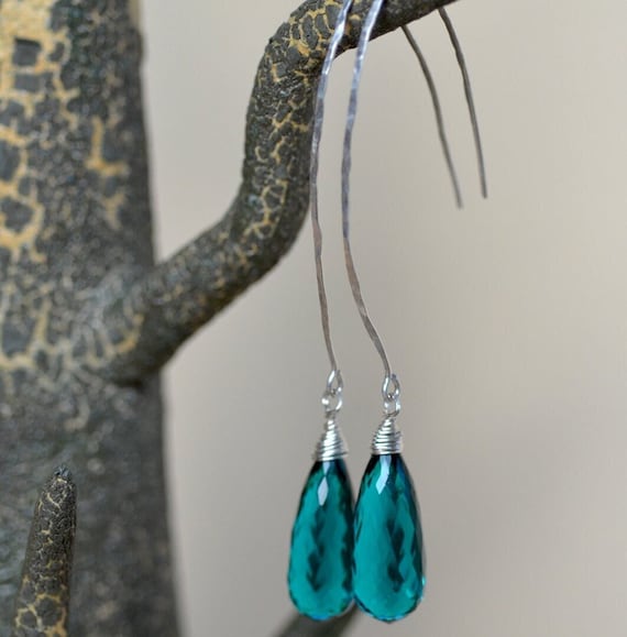 Large Apatite Teardrop Hoop Earrings. Silver Open Hoops. Madagascar Ocean  Green Faceted Apatite. Hand Forged Sterling Customized Earrings. - Etsy