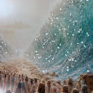 Posen, die das Rote Meer teilen – Glitzer-Kunstdruck | Christliche Wandkunst | Moses-Kunst | Religiöse Wanddekoration | 20 x 25 cm (8 x 10 Zoll)