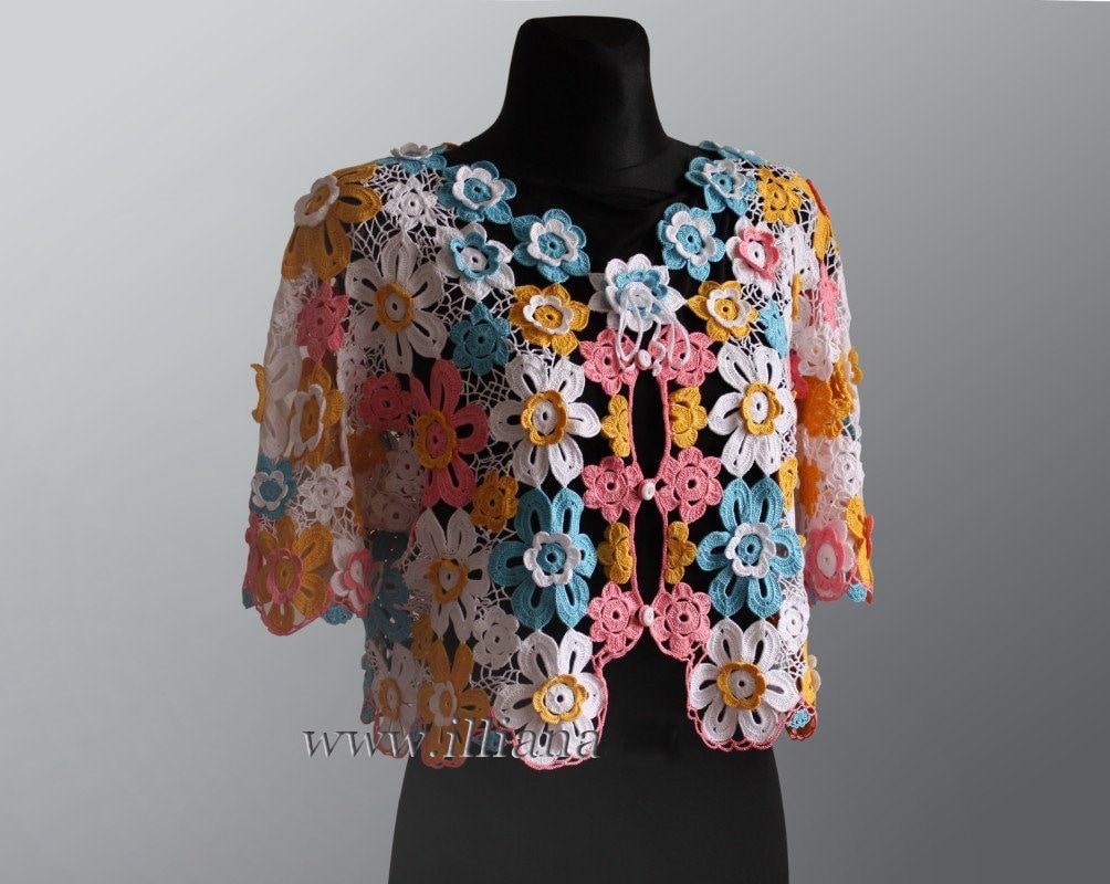 Flowery Cardigan / Crochet Pattern Etsy