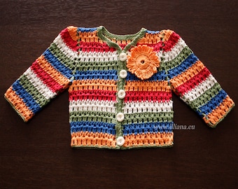 Hand Crocheted Baby Cardigan,  Baby Sweater 93a.