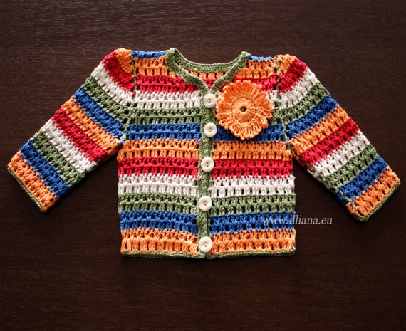 Hand Crocheted Baby Cardigan, Baby Sweater