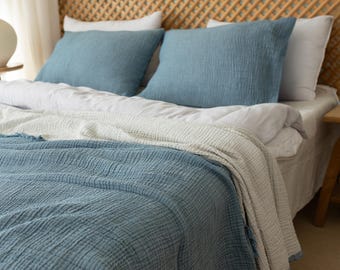 Muslin Bedspread: Lightweight 4-Layer Gauze Organic Cotton Blanket